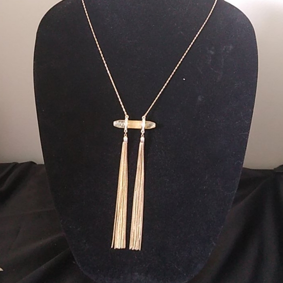 White House Black Market Jewelry - WHBM long Crystal and tassel necklace NWOT